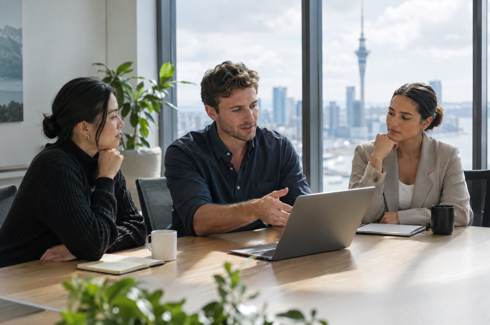 A credit team reviewing an application together